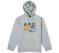 END. x A.P.C. Men's 'Coffee Club' Pierre Hoodie Heathered Grey Small