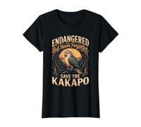 Endangered but Never Forgotten Save the Kakapo Parrot Value Graphic T-Shirt, Women, Black, L