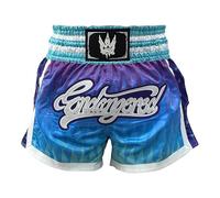 Endangered Fightwear Blue Muay Thai Shorts (S) Bright, Colourful High Waist Gym and Competition Shorts for Muay Thai and Boxing - 8 Designs - UK