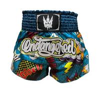 Endangered Fightwear Comic Muay Thai Shorts (M) Bright, Colourful High Waist Gym and Competition Shorts for Muay Thai and Boxing - 8 Designs - UK
