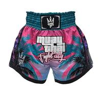 Endangered Fightwear Fight City Muay Thai Shorts (L) Bright, Colourful High Waist Gym and Competition Shorts for Muay Thai and Boxing - 8 Designs - UK