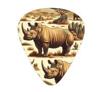 Endangered-Rhino-Yellow-Desert 12 Pack Guitar Picks With 3 Thicknesses And Storage Box, Abs Plectrums For Electric Bass Guitar Players