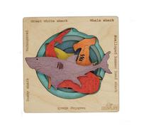 Endangered Sharks | Multilayered Wooden Jigsaw Puzzles for Kids | Hammerhead, Great White Shark, Whale Shark, Dusky Shark, Basking Shark | Learning Toy & Gift for Boys Girls Ages 3 Years and Above