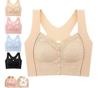 Endarling Bra, Endarling Bras for Women Front Closure, Button-Up Comfy Shaping Posture Corrector Bra, Wireless and Soft (UK, Alpha, XL, Regular, Regular, Beige)
