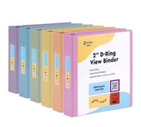 Enday 2 inch 3 Ring Binder (6 Pack - Assorted Colors) Binder 2 inch with Clear View Cover and 2 Inside Pocket - for Letter Size 8.5 x 11'' Paper, Ideal for School Supplies, Office, and Home