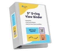 Enday 3 Inch Binder Grey 3 Ring Binder 3 Inch, Heavy Duty Three Ring Binder, 600 Sheets Capacity - 3 Inch Binder for Home School and Office