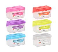 Enday Index Card Holder, 3x5 Note Flash Card Organizer Case, Stackable Index Card File with flip top, Recipe Purple, Red, Green, Blue, Grey, Pink Holder, Holds 250 Cards, Multicolor (6 Pack)