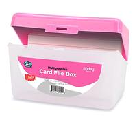 Enday Index Card Holder Pink, 3x5 Note Flash Card Organizer Case, Index Card File w/flip top, Notecard Recipe, Holder, Holds 250 Cards, Also Available in Purple, Red, Green, Blue, Grey (1 PC)