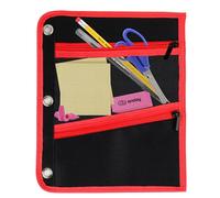 Enday Large Pencil Pouch for 3 Ring Binder, 3-Pocket Flat Pencil Pouch, Zippered Binder Pencil Pouches for School, Home, and Office, Red