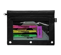 Enday Large Pencil Pouch for 3 Ring Binder Black, Mesh Zipper Pencil Case, Pen Bag/Pen Case, Small Cosmetic Bag, Storage Container, Also Available in Pink, Purple, Green, Blue, Red, Grey, 1 Pc