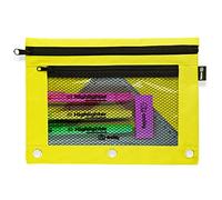 Enday Large Pencil Pouch for 3 Ring Binder Green, Mesh Zipper Pencil Case, Pen Bag/Pen Case, Small Cosmetic bag, Storage Container, Also Available in Pink, Purple, Red, Blue, Grey, Black, 1 Pc