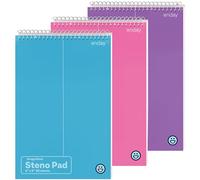Enday Steno Pads Spiral 6 x 9 inches, Gregg Rule White Paper, 80 Sheets Steno Notebook for writing in Pink, Purple, Green, Blue, Red, Grey, Color May Vary (3 Pack)