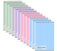 Enday Steno Pads Spiral 6x9 12 Pack, Pastel Colors Gregg Ruled Steno Pad, White Paper Spiral Notepad, 60 Sheets Top Bound Steno Notebook for School, College, Work and Home, 4 Assorted Colors