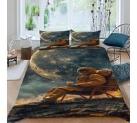 EndCined Astronaut Moon Bedding Set Theme Bedspread Stellar Themes Duvet Cover Set 3 Pieces Chic Breathable Comforter Cover Universal for All Seasons with Pillowcase King（220x240cm）