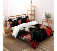 EndCined Dark Wings Bloody Bedding Set Digital Printe Gothic Themes Duvet Cover Set Microfiber Quilt Cover Suitable for Family,couple,children with Pillow Double(200x200cm)