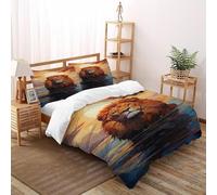 EndCined Lion Sun Bedding Set 3D Digital Printing Animal Themes Wildlife Duvet Cover Set 3 Pieces Chic Breathable for Boys & Girls Bed Set Pillowcase Double（200x200cm）