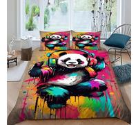 EndCined Panda Splashes Bedding Set 3D Digital Printing Animal Theme Wildlife Duvet Cover Set 3 Pieces Chic Breathable for Boys & Girls Bed Set Pillowcase King(220x240cm)