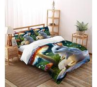 EndCined Rabbit Mushroom Bedding Set Theme Bedspread Animal Theme Duvet Cover Set Microfiber Comforter Cover Universal for All Seasons Pillowcase Super King(260x220cm)