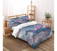 EndCined Unicorn Rainbow_4 Bedding Set Theme Bedspread Animal Themes Wildlife Duvet Cover Set Microfiber Comforter Cover Universal for All Seasons with Pillow Super King（260x220cm）