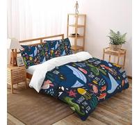 EndCined WHALE SEA LIFE Bedding Set 3D Digital Printing Animal Theme Duvet Cover Set Pillowcase Microfiber Quilt Cover Suitable for Family,couple,children Double(200x200cm)