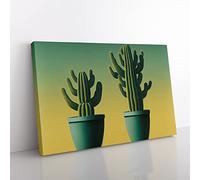 Endearing Cactus Canvas Wall Art Print Ready to Hang, Framed Picture for Living Room Bedroom Home Office Décor, 50x35 cm (20x14 Inch)