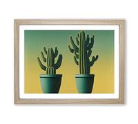 Endearing Cactus H1022 Framed Print for Living Room Bedroom Home Office Décor, Wall Art Picture Ready to Hang, Oak A4 Frame (34 x 25 cm)