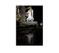 Endeavor Space Shuttle Rollout Launch Pad Pre-Launch Astronaut Mission Exploration Spaceship Rocket Flight Night Light Illuminated Spacecraft Ship NASA Poster Canvas Wall Decor Art Painting Prints on
