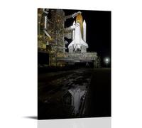 Endeavor Space Shuttle Rollout Launch Pad Pre-Launch Astronaut Mission Exploration Spaceship Rocket Flight Night Light Illuminated Spacecraft Ship NASA Poster Canvas Wall Decor Art Painting Prints on