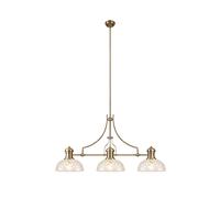 Endeavour 3 Light Bar Ceiling Pendant - Antique Brass with Clear Cut Glass
