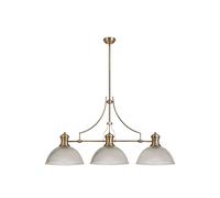Endeavour 3 Light Bar Ceiling Pendant - Antique Brass with Clear Dome Prismatic Glass