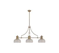 Endeavour 3 Light Bar Ceiling Pendant - Antique Brass with Clear Prismatic Glass