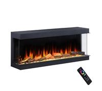 Endeavour Fires Deluxe Rosedale 3-Sided Media Wall Electric Fireplace, Smart Wi-Fi App & Remote Control, Fire Crackling Audio, Black Reflective Mirror, LED Log Set, 1.5kW Heater (60'')