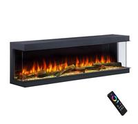 Endeavour Fires Deluxe Rosedale 3-Sided Media Wall Electric Fireplace, Smart Wi-Fi App & Remote Control, Fire Crackling Audio, Black Reflective Mirror, LED Log Set, 1.5kW Heater (70'')