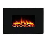 Endeavour Fires Egton 36” Wall Mounted Electric Fire with Black Curved Glass, 13 Colour LED Mood Lighting, 1 & 2kW Heater, Realistic Flame Effect & 7-Day Remote Control