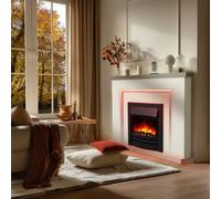 Endeavour Fires & Fireplaces Bempton Electric Fireplace Suite - Grey Top, White Hearth, Black Fire.
