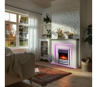 Endeavour Fires & Fireplaces Bempton Electric Fireplace Suite - Grey Top, White Hearth, Chrome Fire