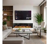 Endeavour Fires & Fireplaces Endeavour Fires Deluxe Rosedale 3-Sided Media Wall Electric Fireplace, Smart Wi-Fi App & Remote Control, Led Log Set - 70 Inch