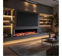 Endeavour Fires & Fireplaces Endeavour Fires Rosedale 3D Media Wall Inset Electric Fireplace With Multi Flame Colours Log & Crystal Set - 78 Inch