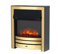Endeavour Fires & Fireplaces Endeavour Fires Roxby Brass Inset Electric Fire With 110 mm Full-Depth Spacer, 1 To 2Kw Coal Effect Remote 7 Day Timer