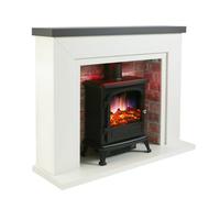 Endeavour Fires & Fireplaces Farlington Fireplace Suite With A Black Electric Stove - Grey Top/red Brick