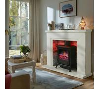 Endeavour Fires & Fireplaces Farlington Fireplace Suite With A Black Electric Stove - White Top/grey Brick