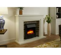 Endeavour Fires & Fireplaces Flamborough Black Fire Suite - White Top - Grey Brick