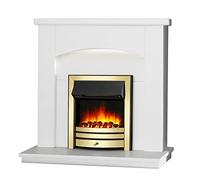 Endeavour Fires New Cayton 42" Freestanding Electric Fireplace Suite, Brass