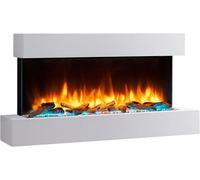 Endeavour Fires Runswick 43" Wall Mounted Electric Fireplace with Off-White Surround, Log/Stone/Crystal Fuel Beds, Realistic Flame Effects & LED Lighting, 1-2kW Heater, Remote Control