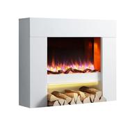 Endeavour Fires Staxton 39" Electric Fireplace Suite, Off-White Surround with Realistic Flame Effect Fire, 1 & /2kW Eco Heater, 7-Day Programmable Remote Control