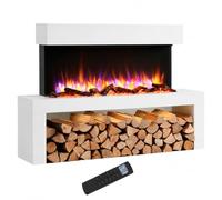 Endeavour Fires Wykeham 47" Wall Mounted Electric Fire and Surround, White | Base Plinth, 1-2kW Thermostatic Heater, 13 Colour Mood LEDs, 3D Flame Effect, 7-Day Remote Control, Safety Shut-Off