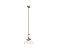 Endeavour Medium Single Ceiling Pendant Light - Antique Brass with Clear Wide Brim Glass Shade