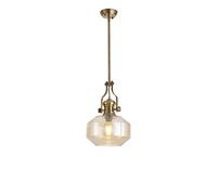 Endeavour Single Ceiling Pendant Light - Antique Brass with Champagne Champfered Glass