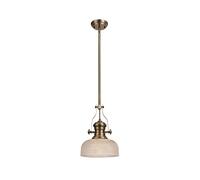 Endeavour Single Ceiling Pendant Light - Antique Brass with Clear Prismatic Glass