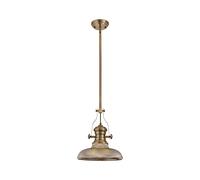 Endeavour Single Ceiling Pendant Light - Antique Brass with Smoked Glass